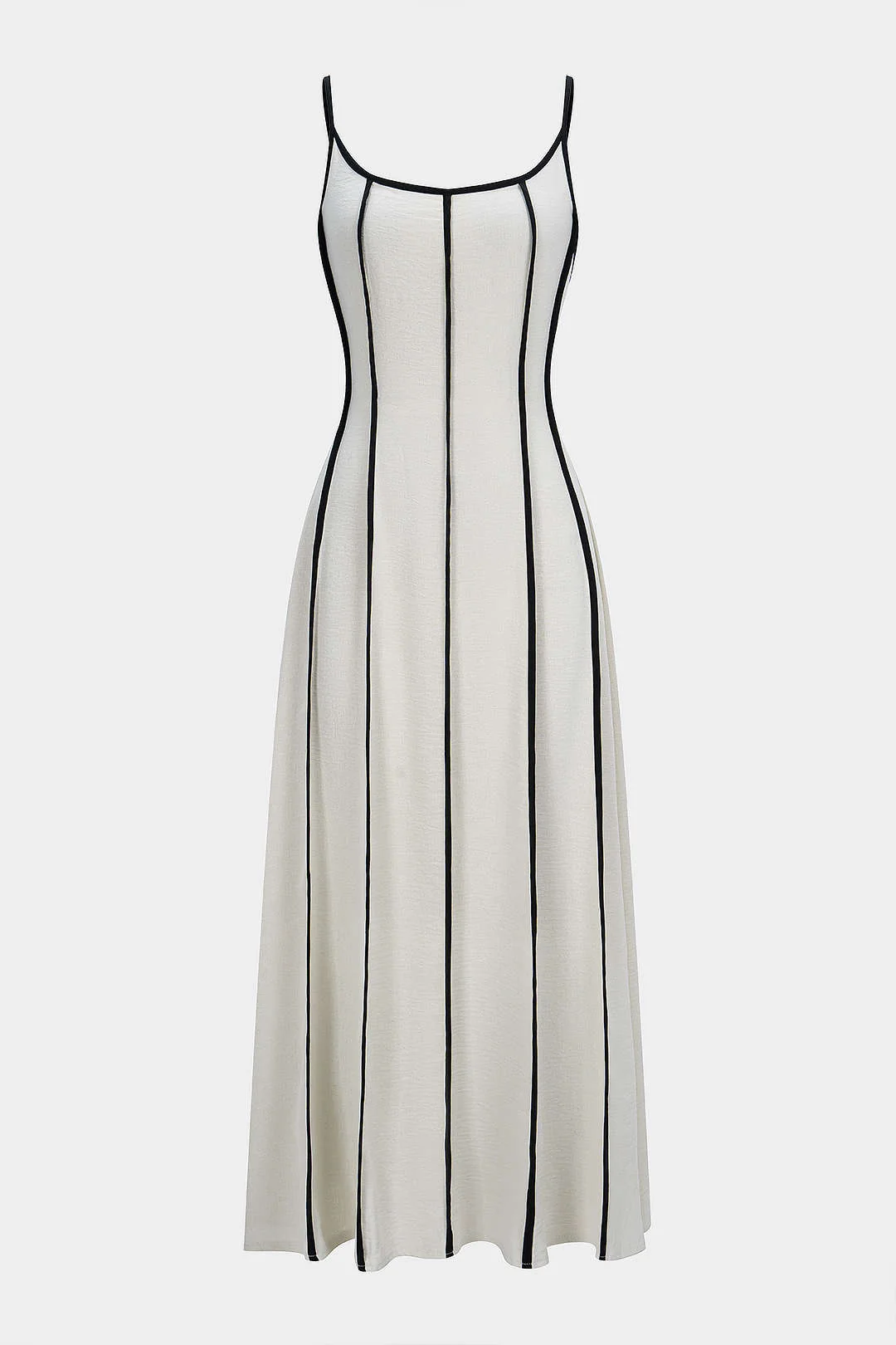 Contrast Tie-Back Backless Slip Sleeveless Maxi Dress