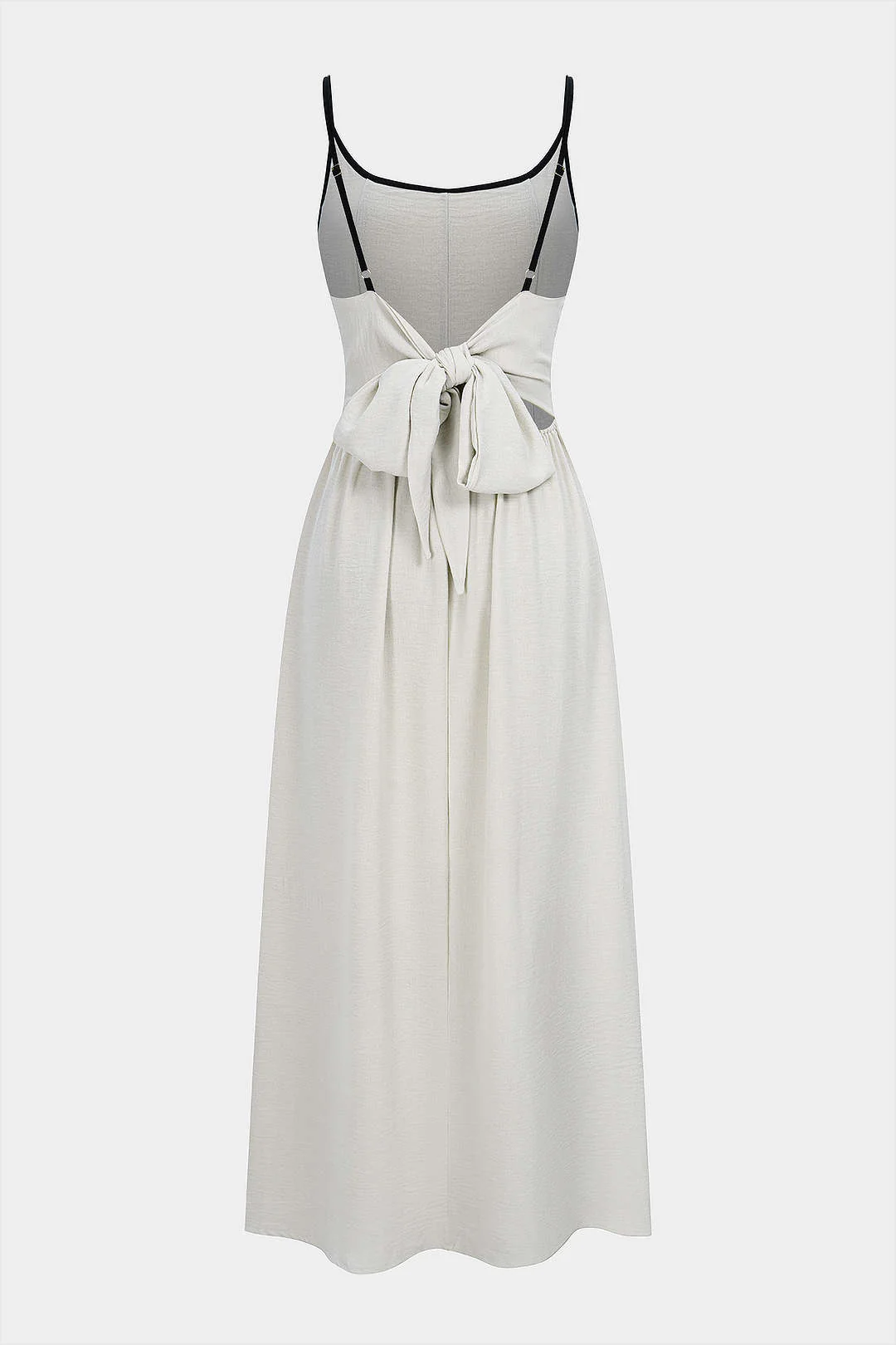 Contrast Tie-Back Backless Slip Sleeveless Maxi Dress - Image 2