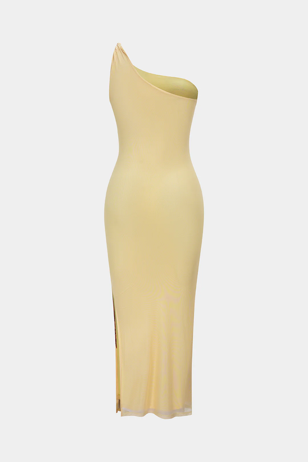 Floral Print Mesh Asymmetrical One Shoulder Twist Knot Sleeveless Midi Dress - Image 2