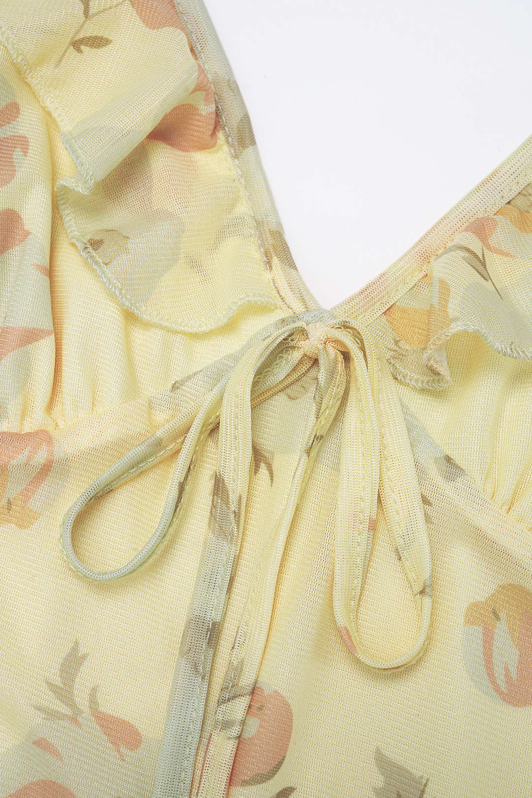 Floral Print V-Neck Tie-Up Ruffle Sleeveless Maxi Dress - Image 3
