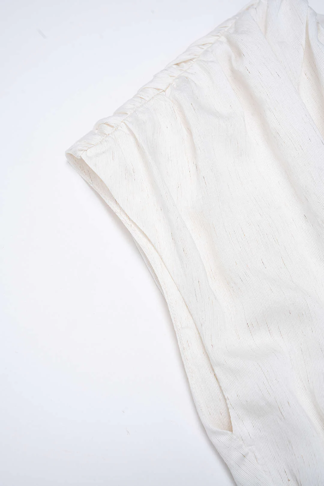 Linen Round Neck Ruched Backless Sleeveless Maxi Dress - Image 3