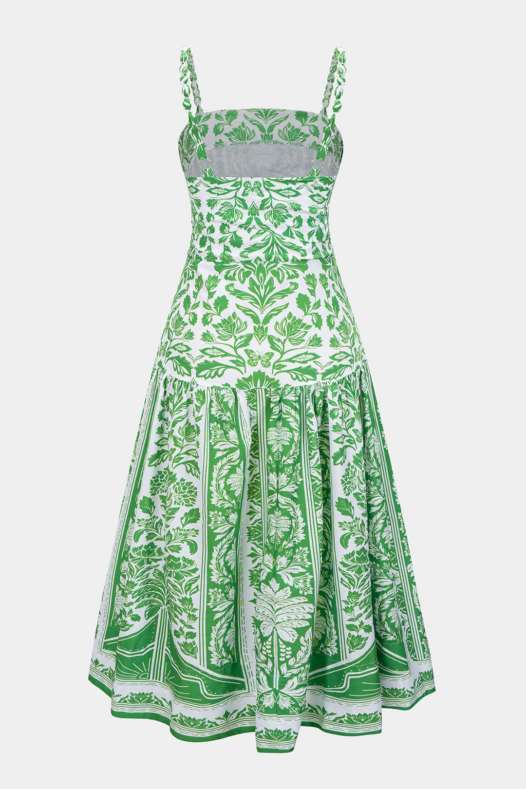 Leaves Print Ruched Sleeveless Maxi Dress - Image 2