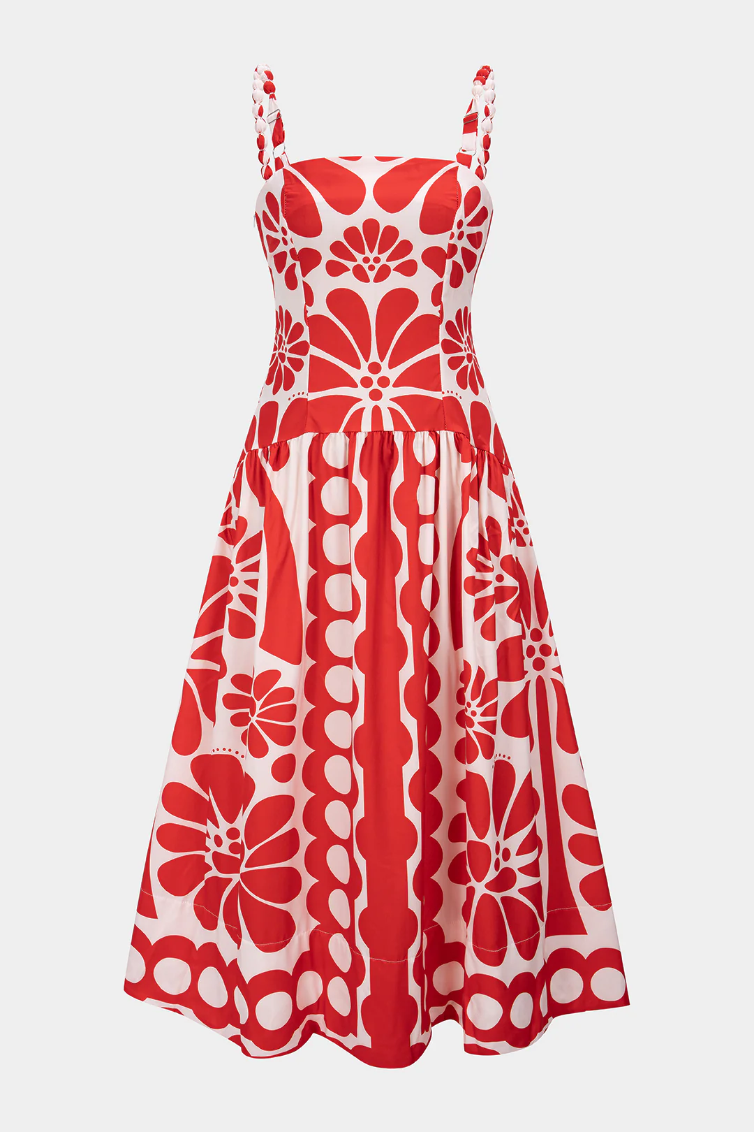 Leaves Print Ruched Sleeveless Maxi Dress - Image 3