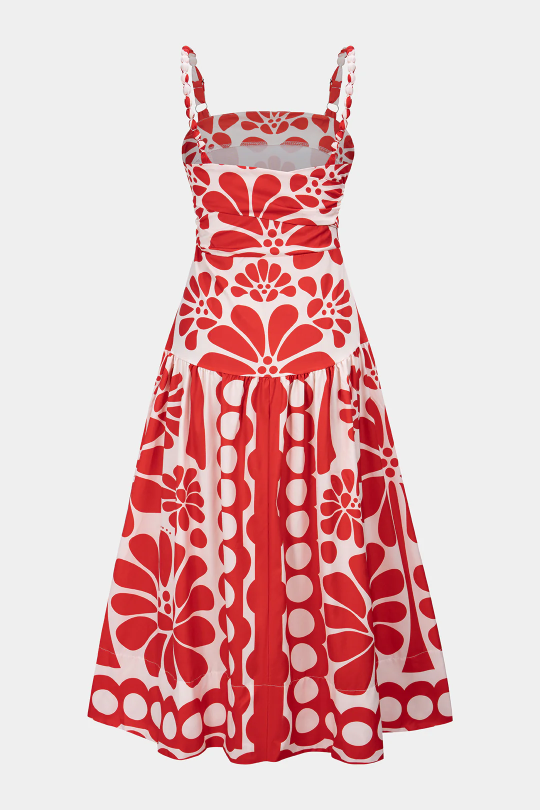 Leaves Print Ruched Sleeveless Maxi Dress - Image 4