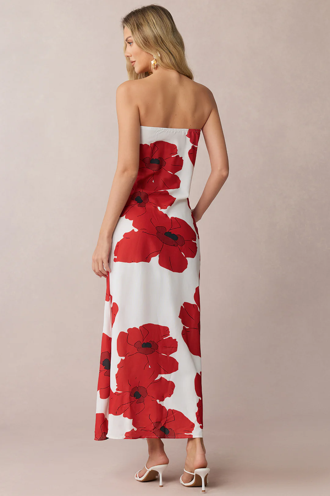 Contrast Floral Print Strapless Sleeveless Maxi Dress - Image 2