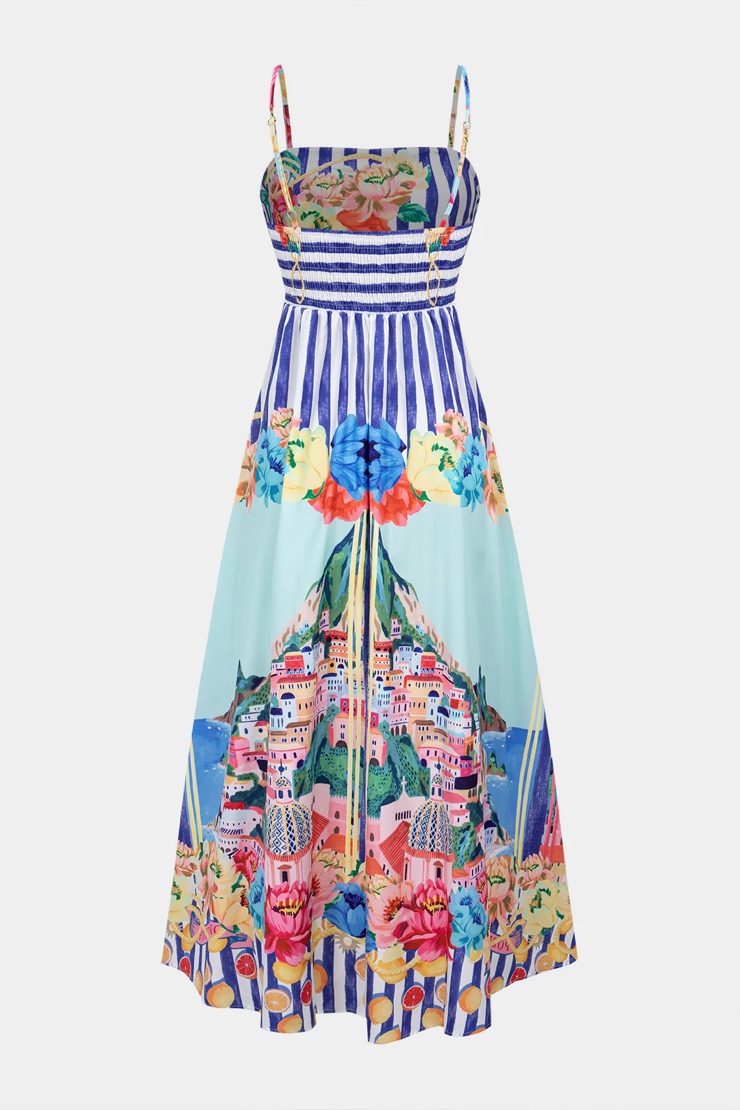 Floral Stripes Print Sleeveless Maxi Dress - Image 2