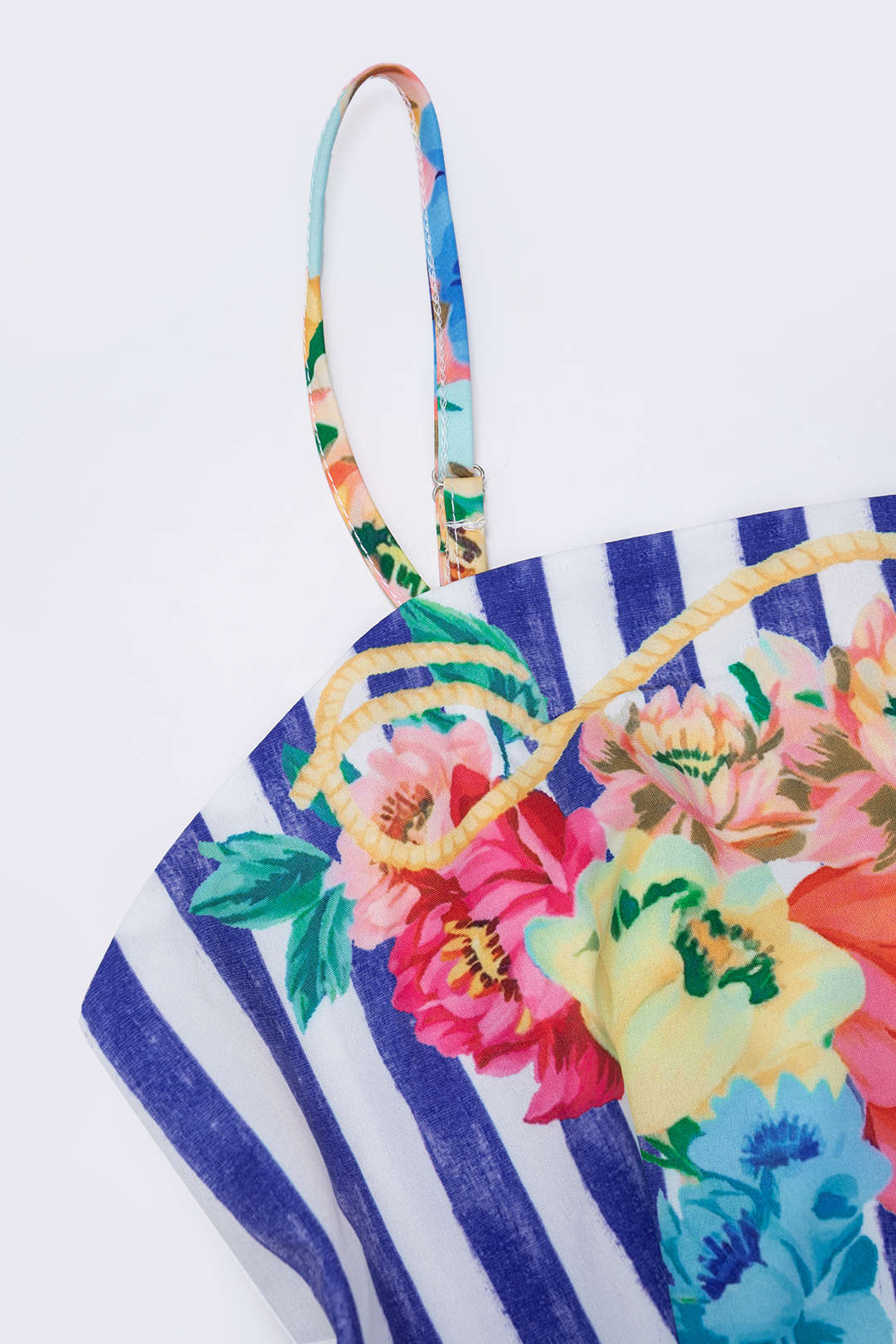 Floral Stripes Print Sleeveless Maxi Dress - Image 3