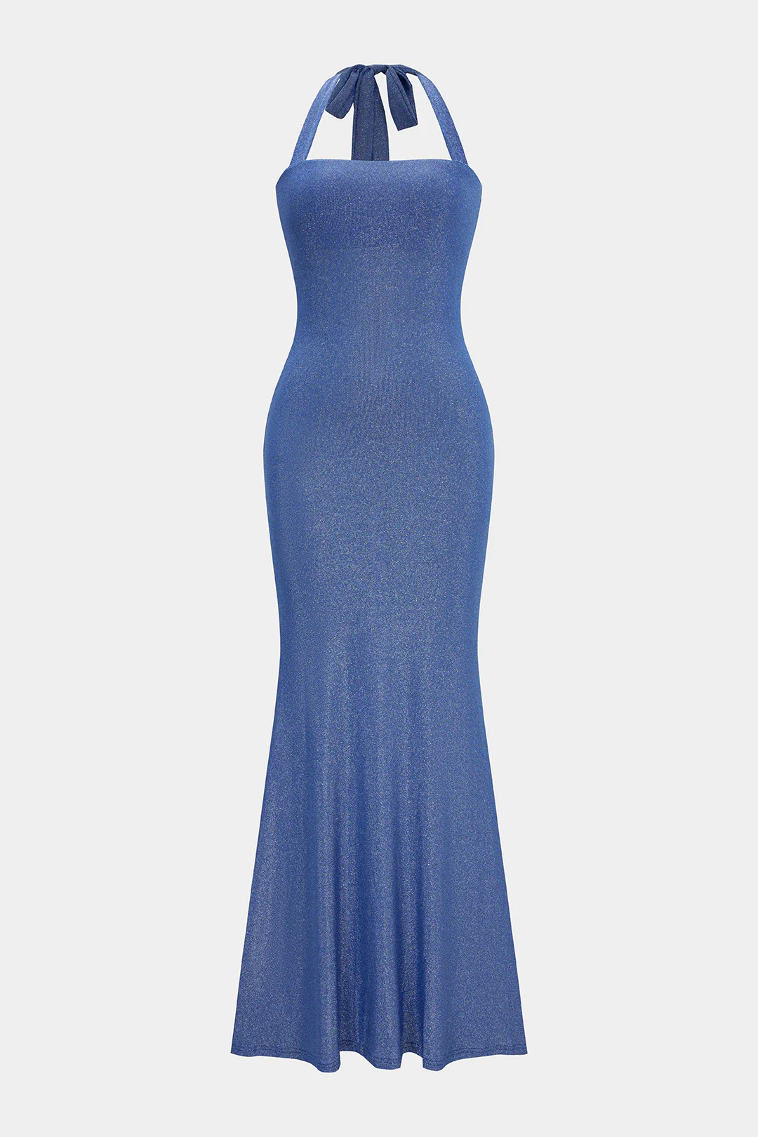 Textured Halter Tie Back Backless Sleeveless Maxi Dress