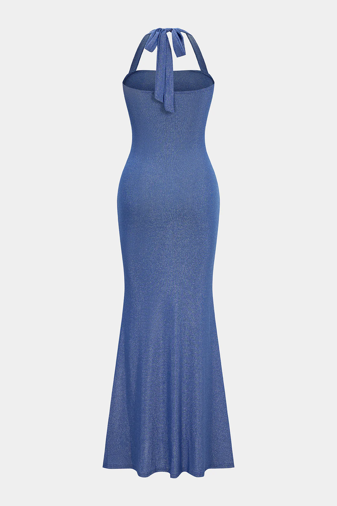 Textured Halter Tie Back Backless Sleeveless Maxi Dress - Image 2