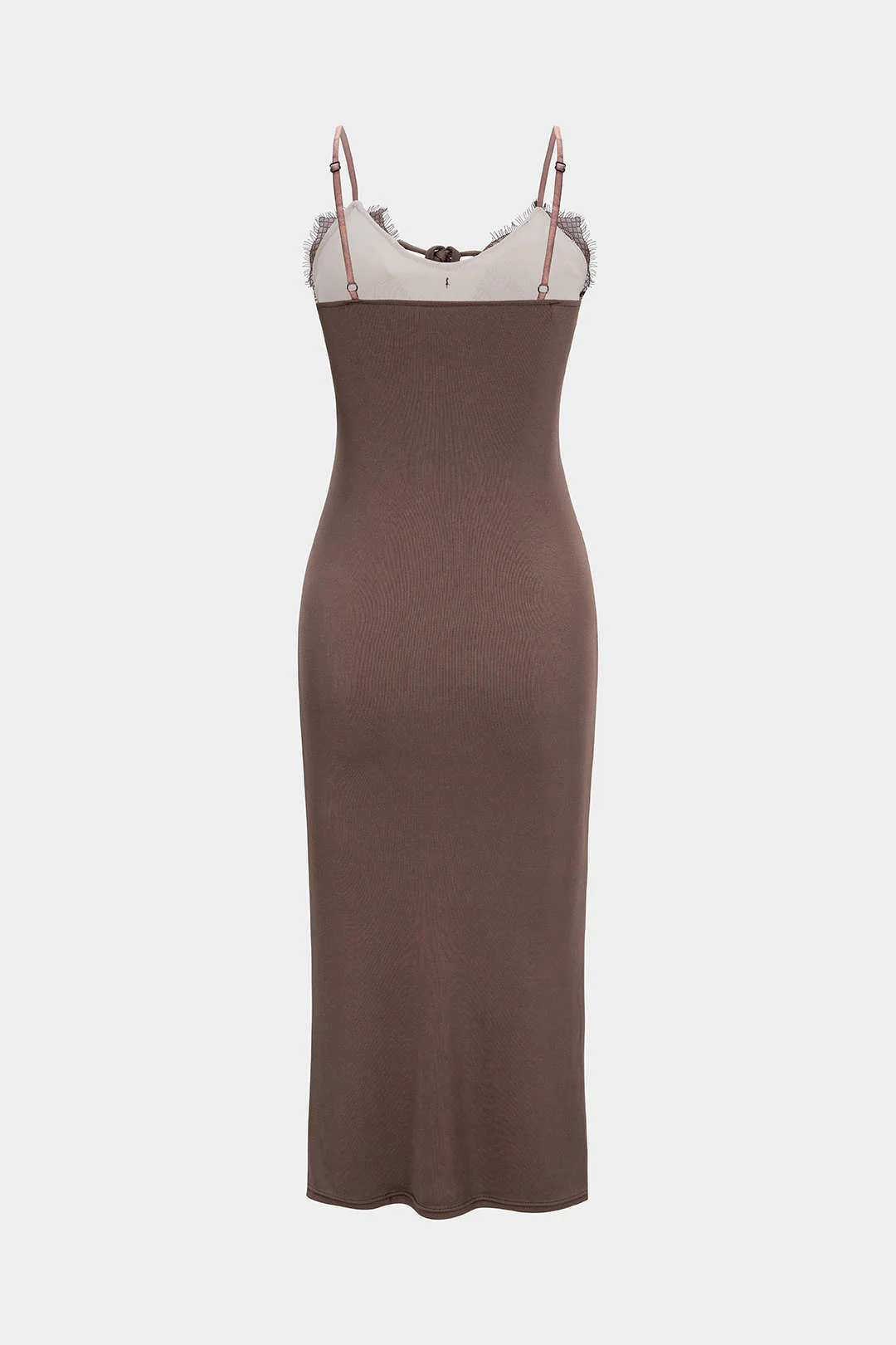 Patchwork Lace Tie-Up Slip Sleeveless Midi Dress - Image 3
