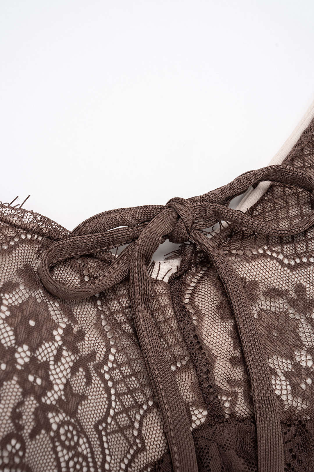 Patchwork Lace Tie-Up Slip Sleeveless Midi Dress - Image 5