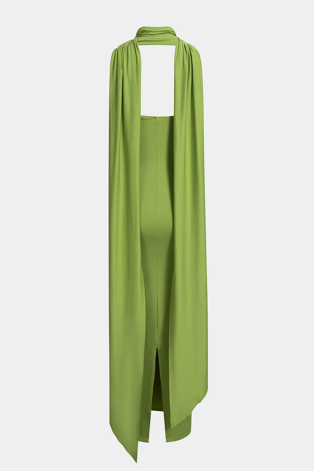 Solid Twist Knot Ruched Strapless Sleeveless Maxi Dress With Scarf - Image 2