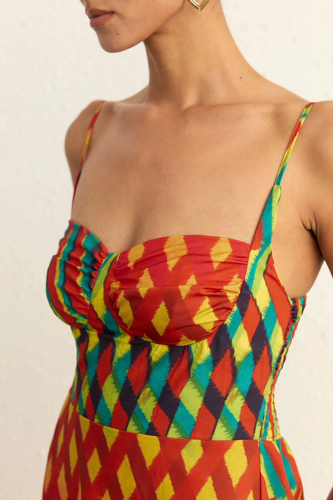 Geometric Print Smocked Slip Sleeveless Maxi Dress - Image 7