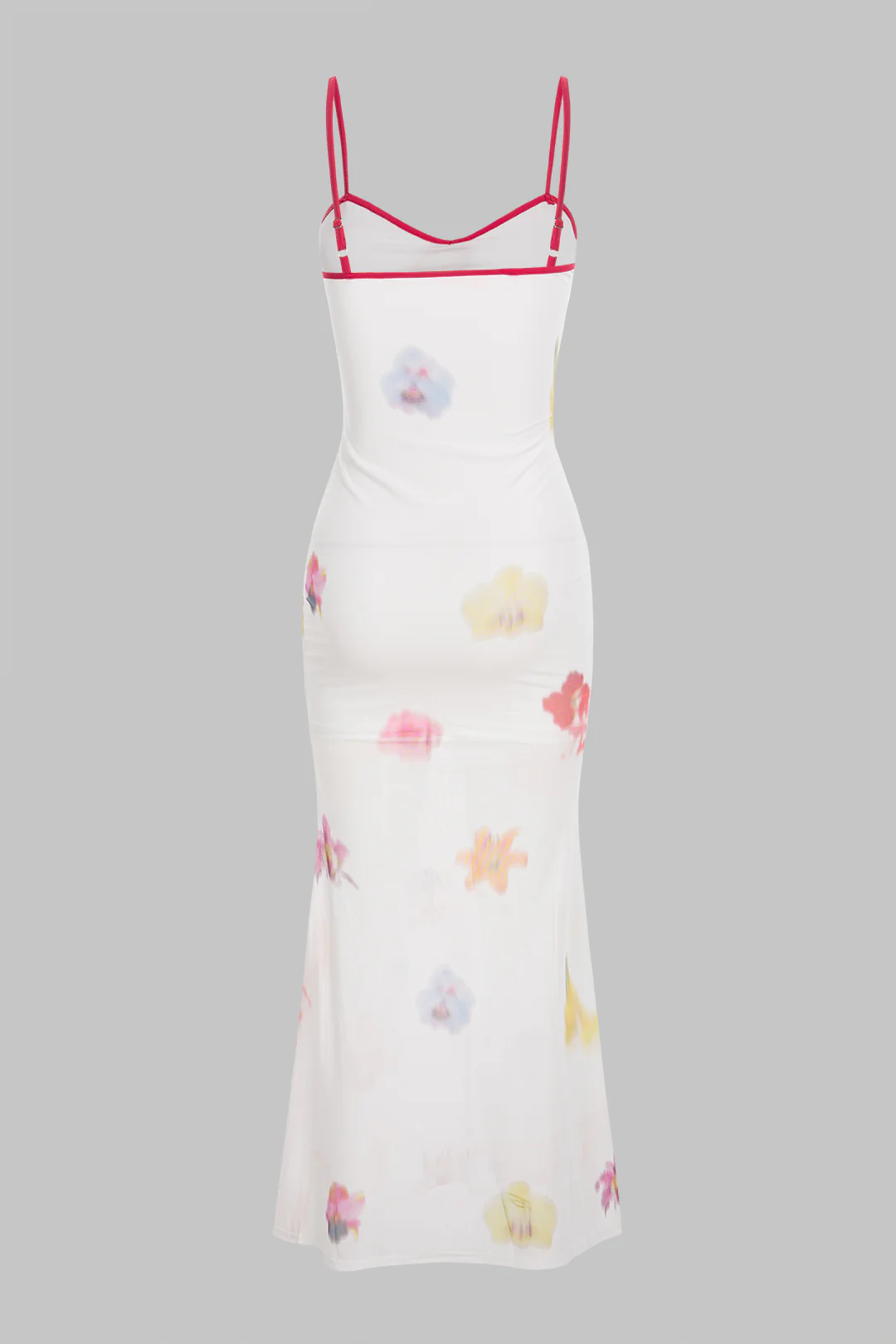 Contrast Floral Print Mesh Tie-Up Sleeveless Maxi Dress - Image 2