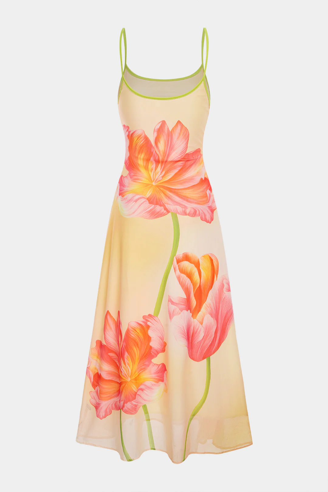Ombre Floral Print Mesh Slip Sleeveless Maxi Dress - Image 2