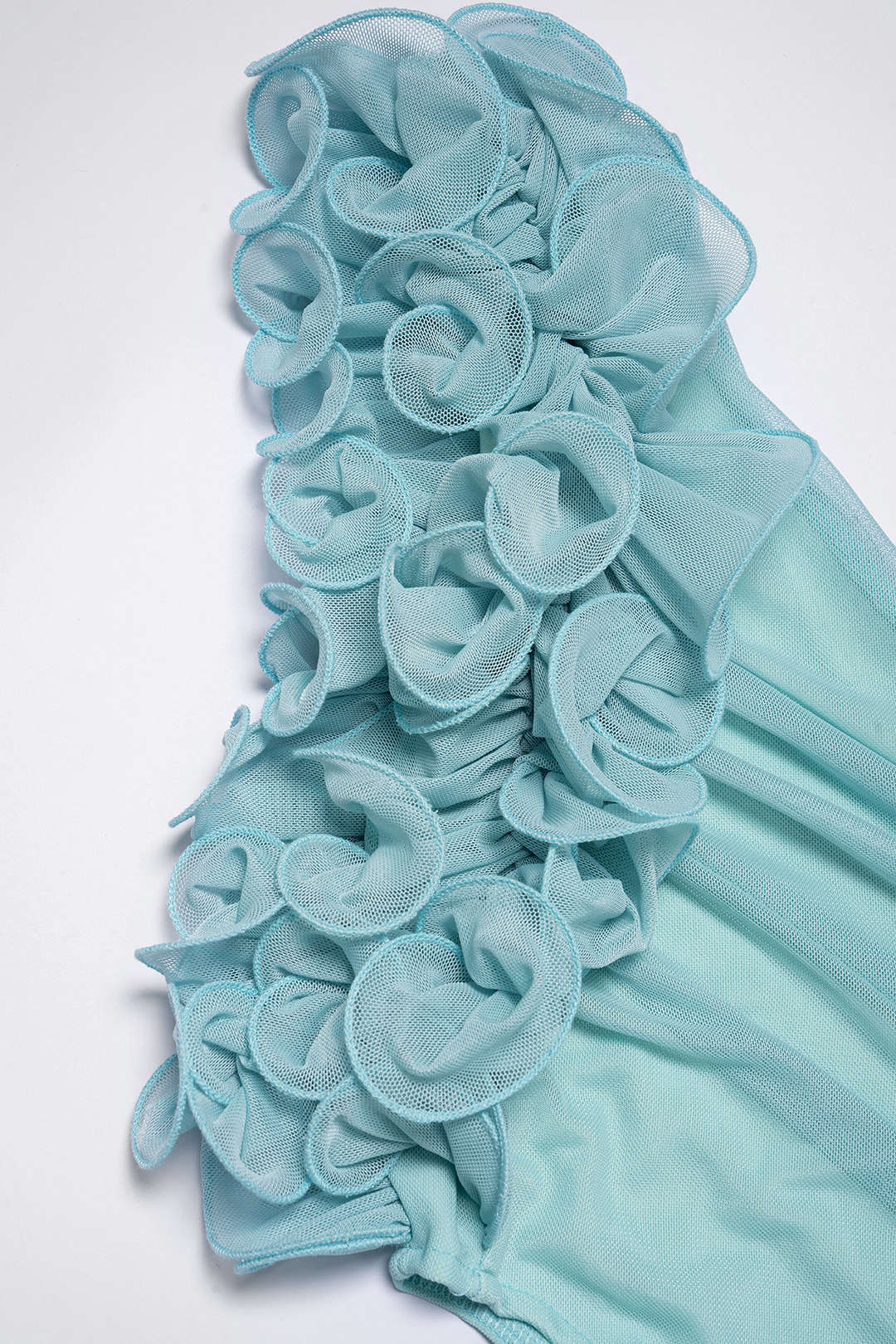Mesh Patchwork One Shoulder Cut Out Asymmetrical Ruched Sleeveless Midi Dress - Image 3