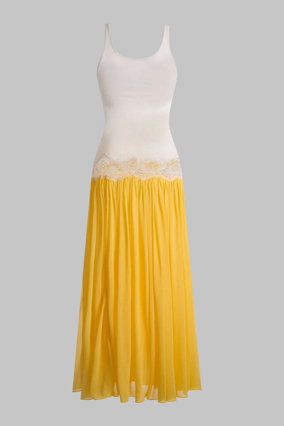 Patchwork Lace Cut Out Ruched Sleeveless Dress - Image 3