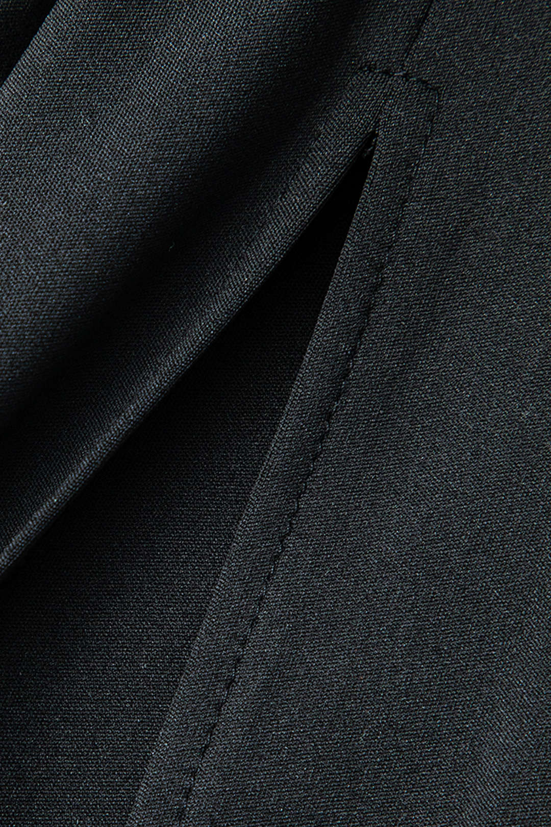 Satin Pleated V-Neck Asymmetrical Side Slit Long Sleeve Midi Dress - Image 4