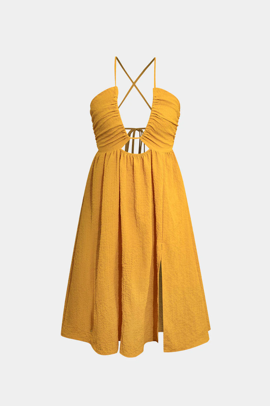 Backless V-neck Slit Midi Dress - Image 7