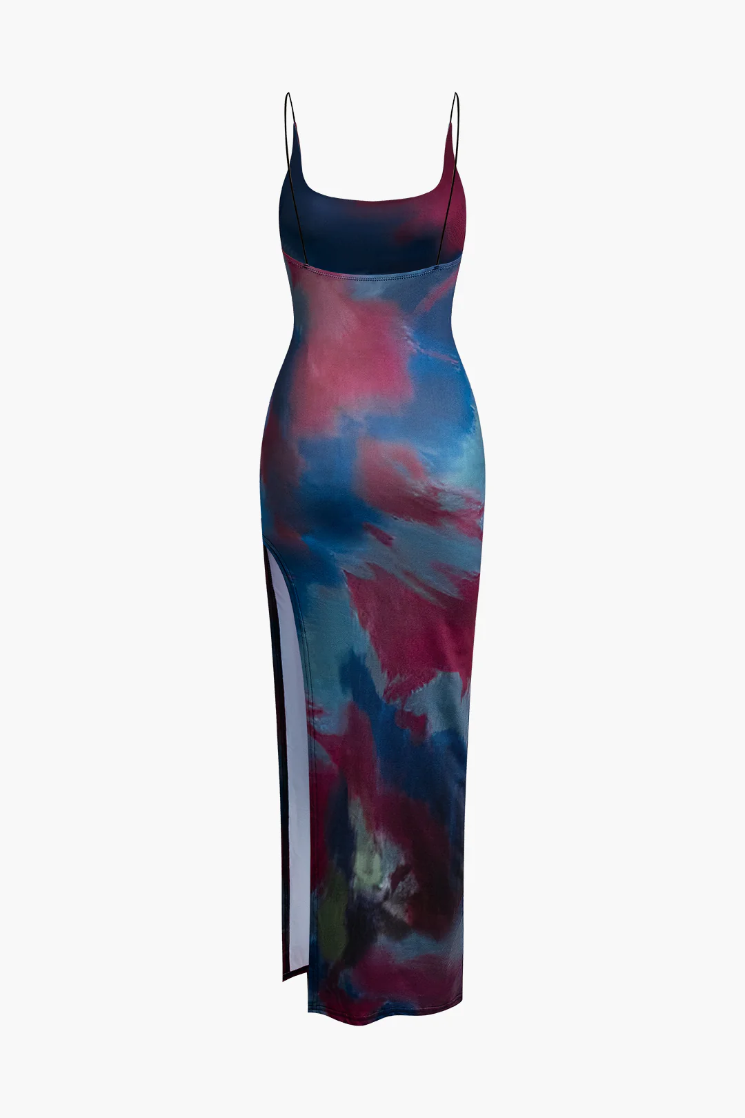 Tie Dye Backless Slit Slip Midi Dress - Image 3