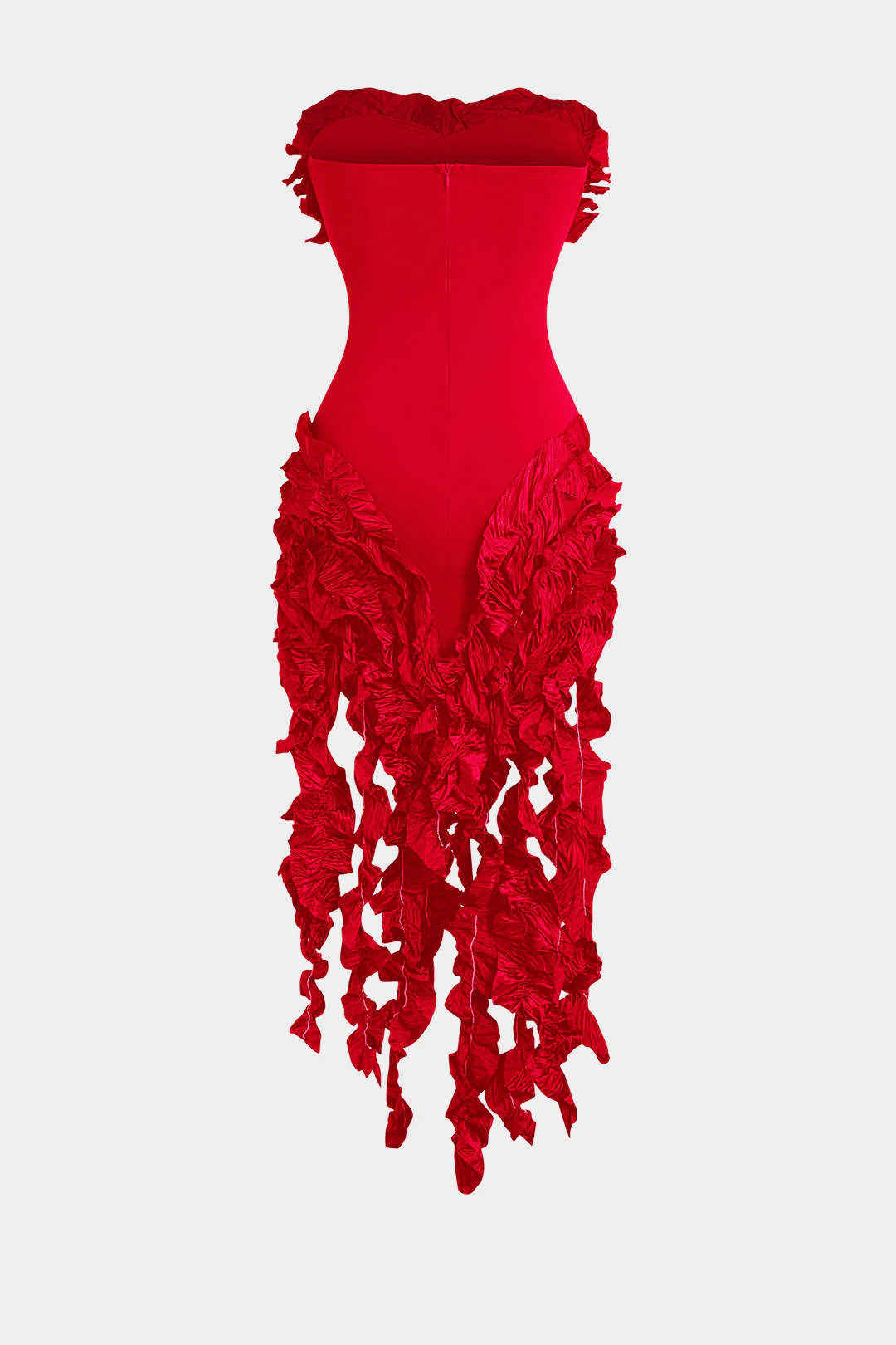 Ruffled Fringe Strapless Midi Dress - Image 10