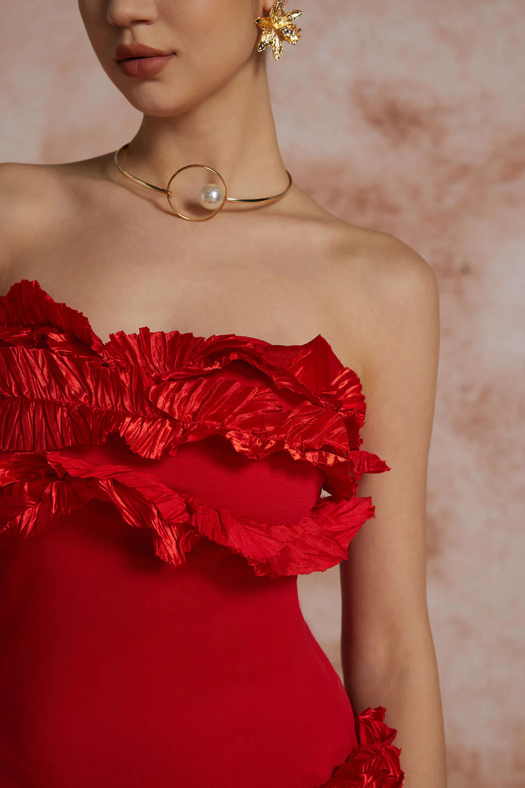 Ruffled Fringe Strapless Midi Dress - Image 13