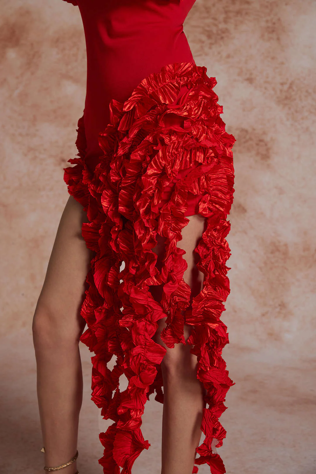 Ruffled Fringe Strapless Midi Dress - Image 14