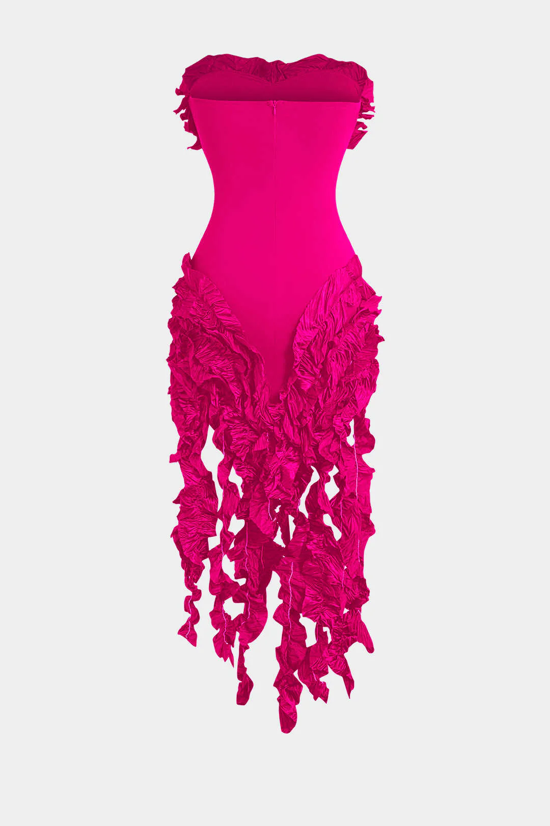 Ruffled Fringe Strapless Midi Dress - Image 17