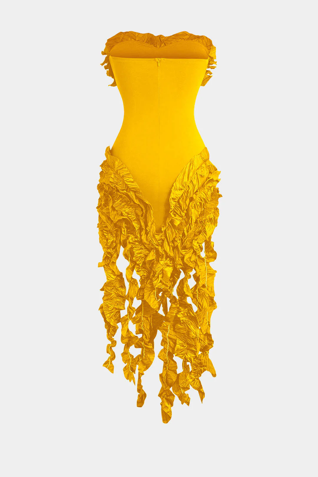 Ruffled Fringe Strapless Midi Dress - Image 19