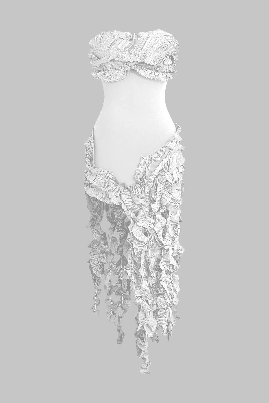 Ruffled Fringe Strapless Midi Dress - Image 20