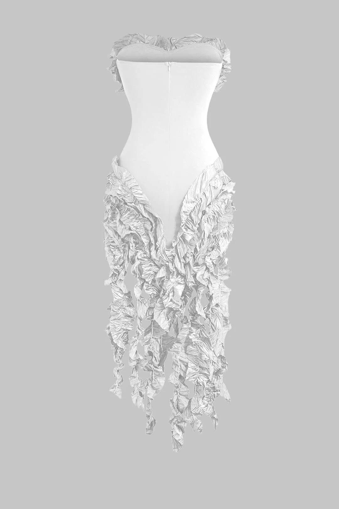 Ruffled Fringe Strapless Midi Dress - Image 21