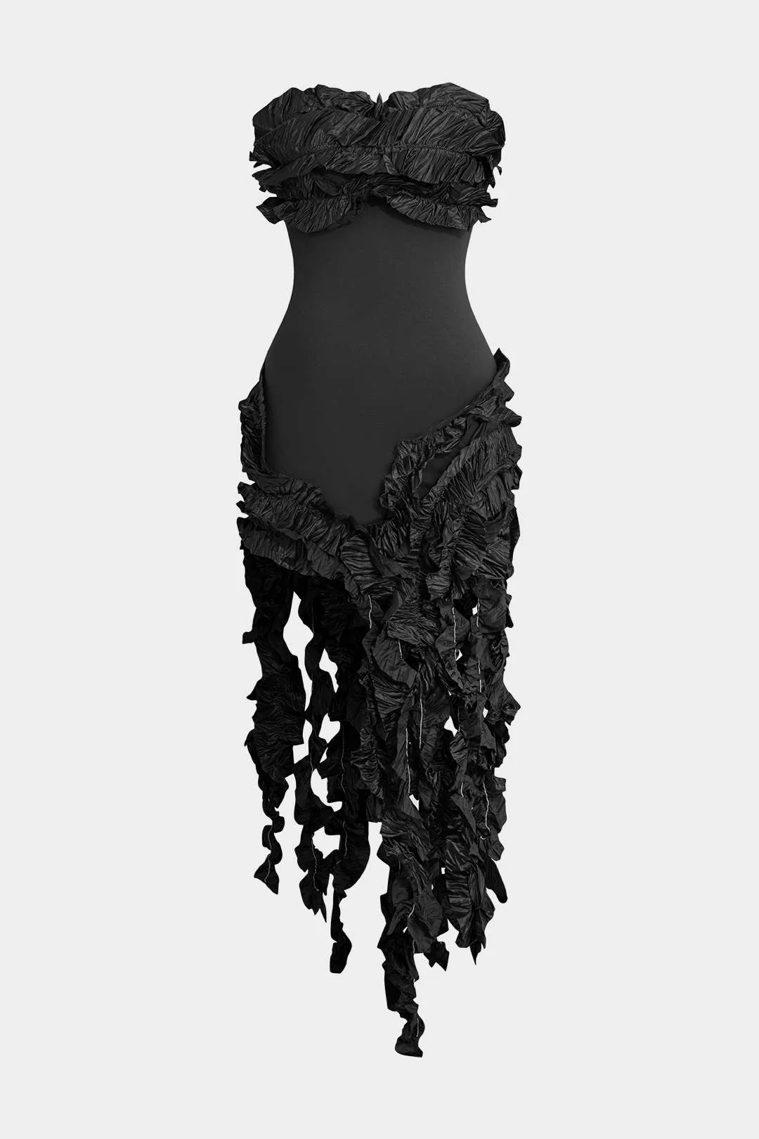 Ruffled Fringe Strapless Midi Dress - Image 22