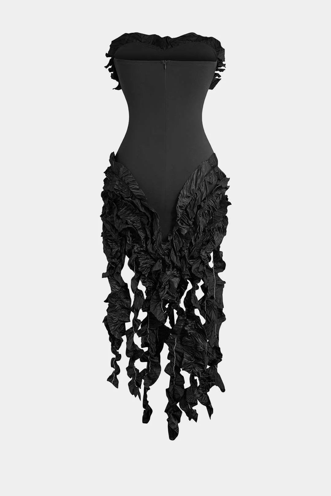 Ruffled Fringe Strapless Midi Dress - Image 23