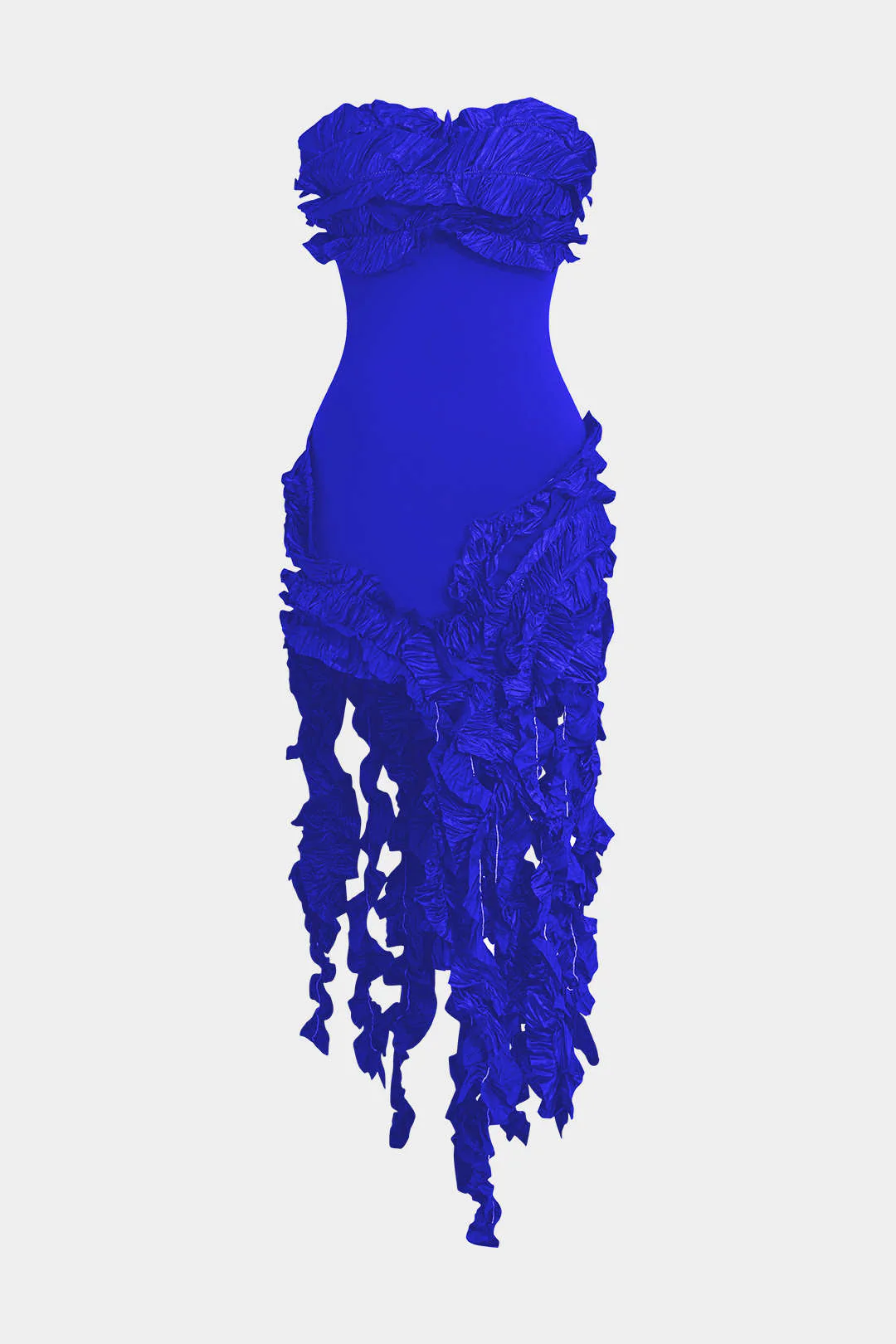 Ruffled Fringe Strapless Midi Dress - Image 24