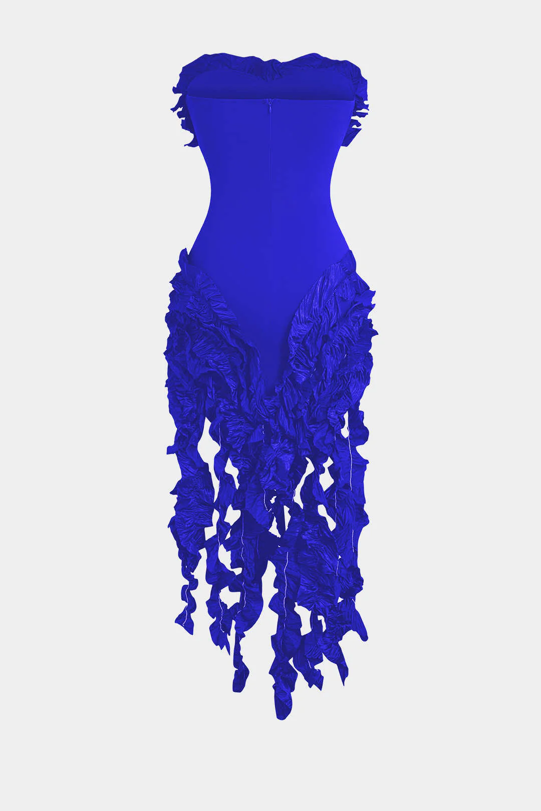Ruffled Fringe Strapless Midi Dress - Image 25