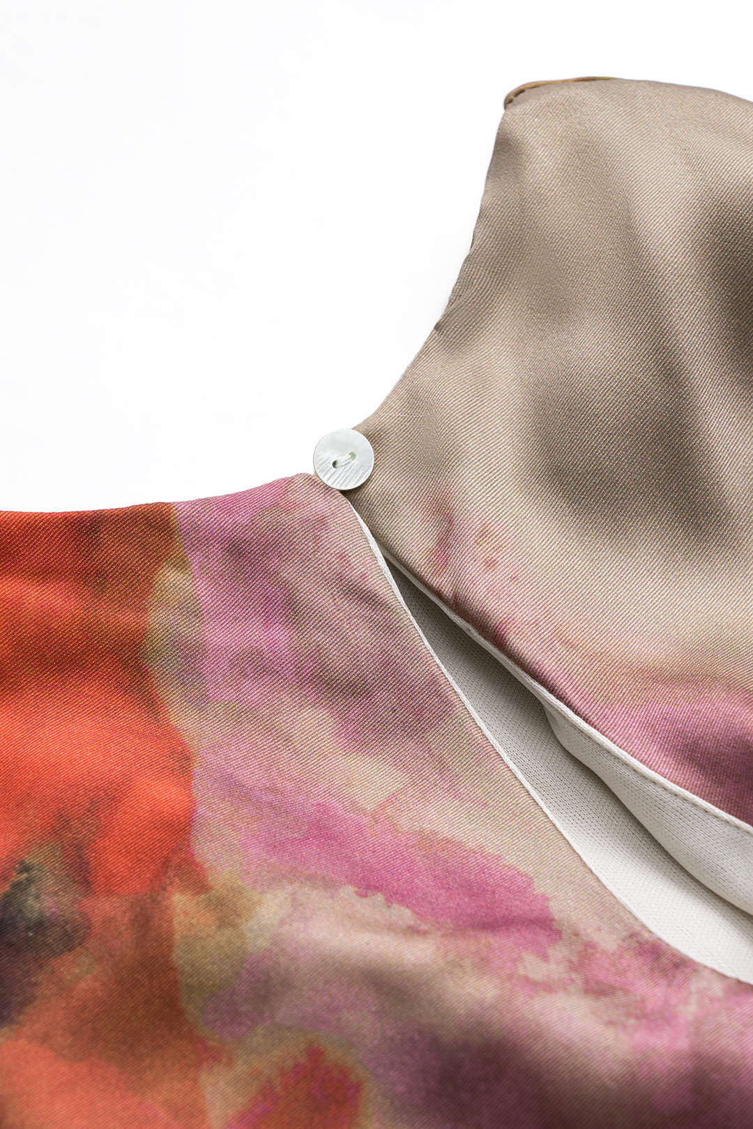 Tie Dye Ruched Cut Out Button Twist Knot Midi Dress - Image 5