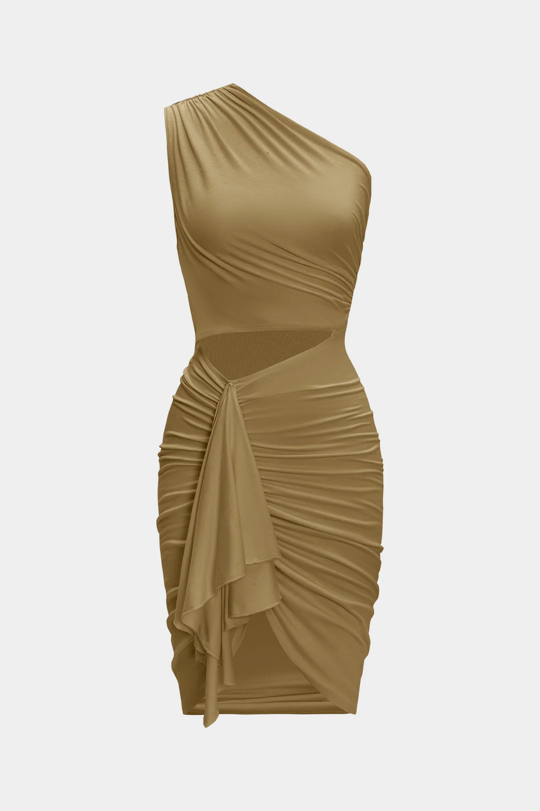Ruched Asymmetrical Cut Out Midi Dress - Image 10