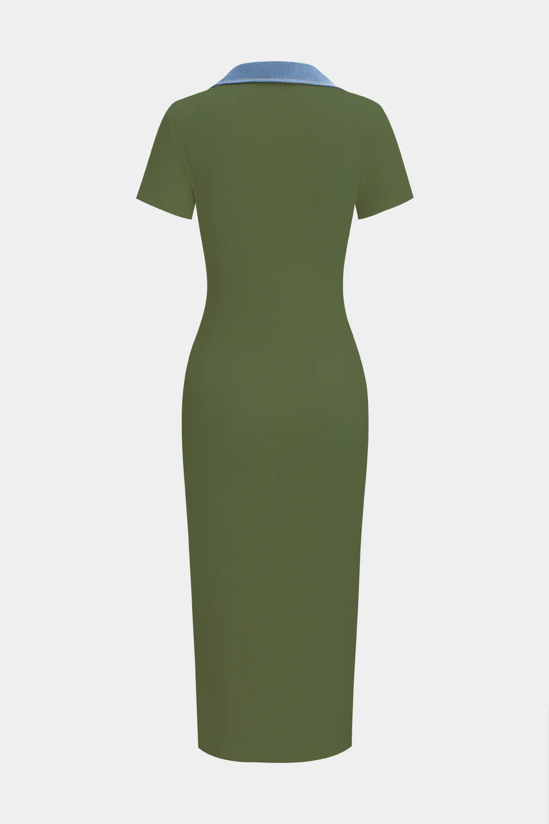 Denim Patchwork Short Sleeve Midi Dress - Image 11