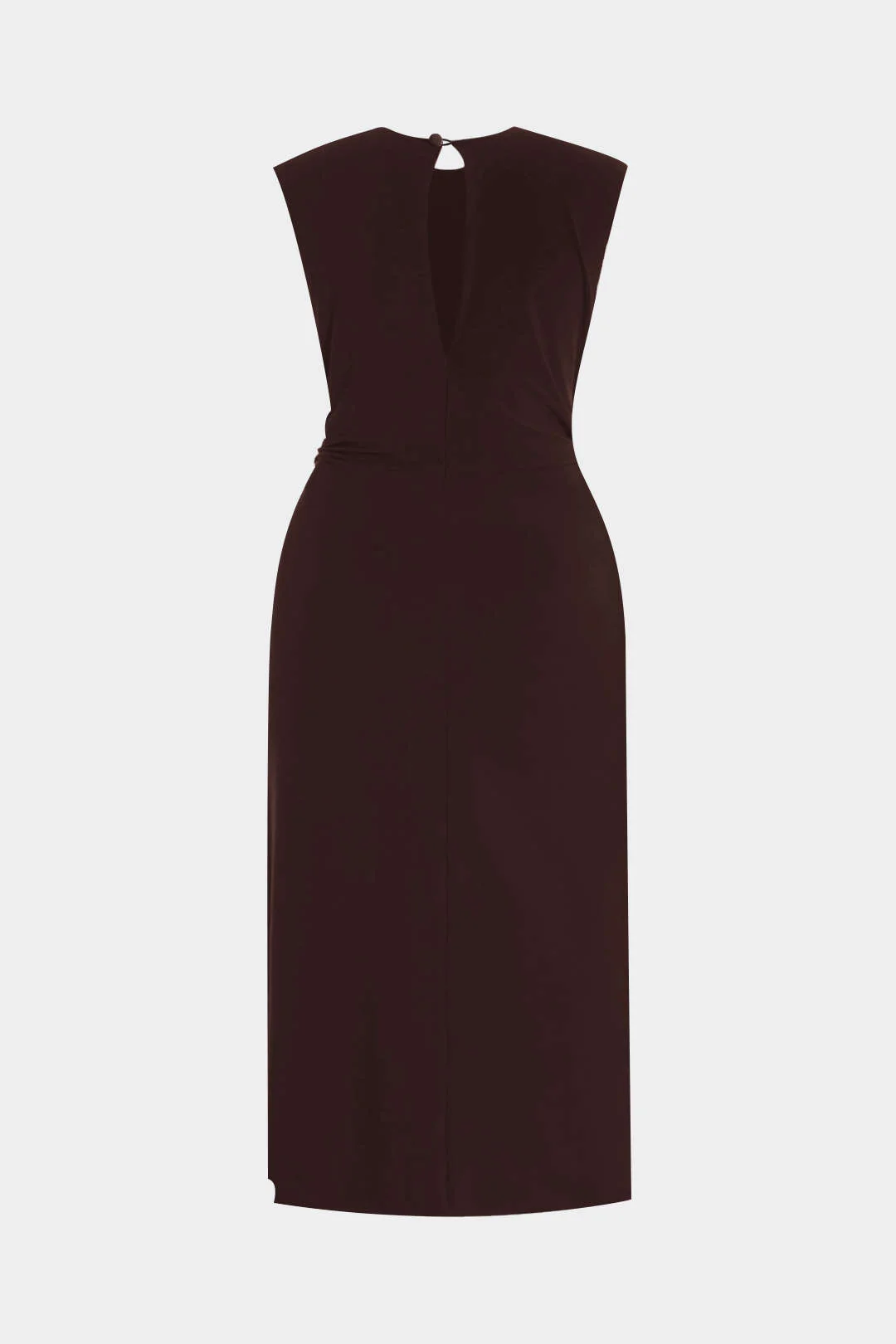 Plus Size Metallic Decor Ruched Sleeveless Midi Dress - Image 2