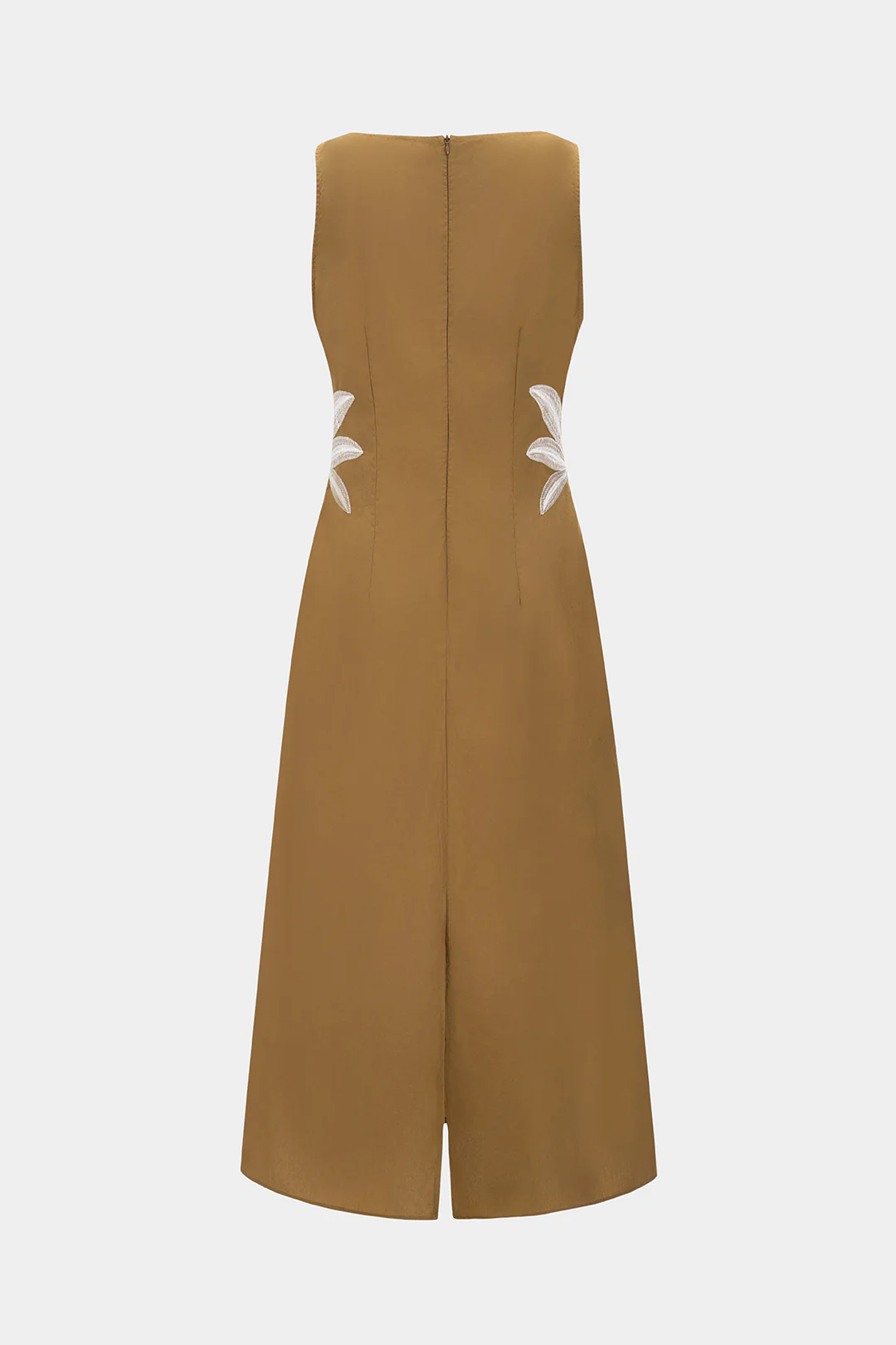 Round Neck Embroidery Zipper Sleeveless Midi Dress - Image 2