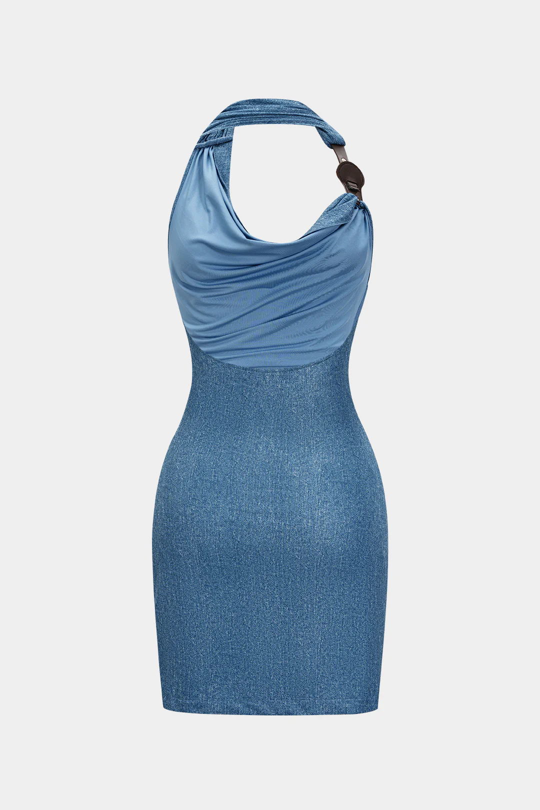 Mesh Halter Neck Asymmetrical Sleeveless Mini Dress - Image 2