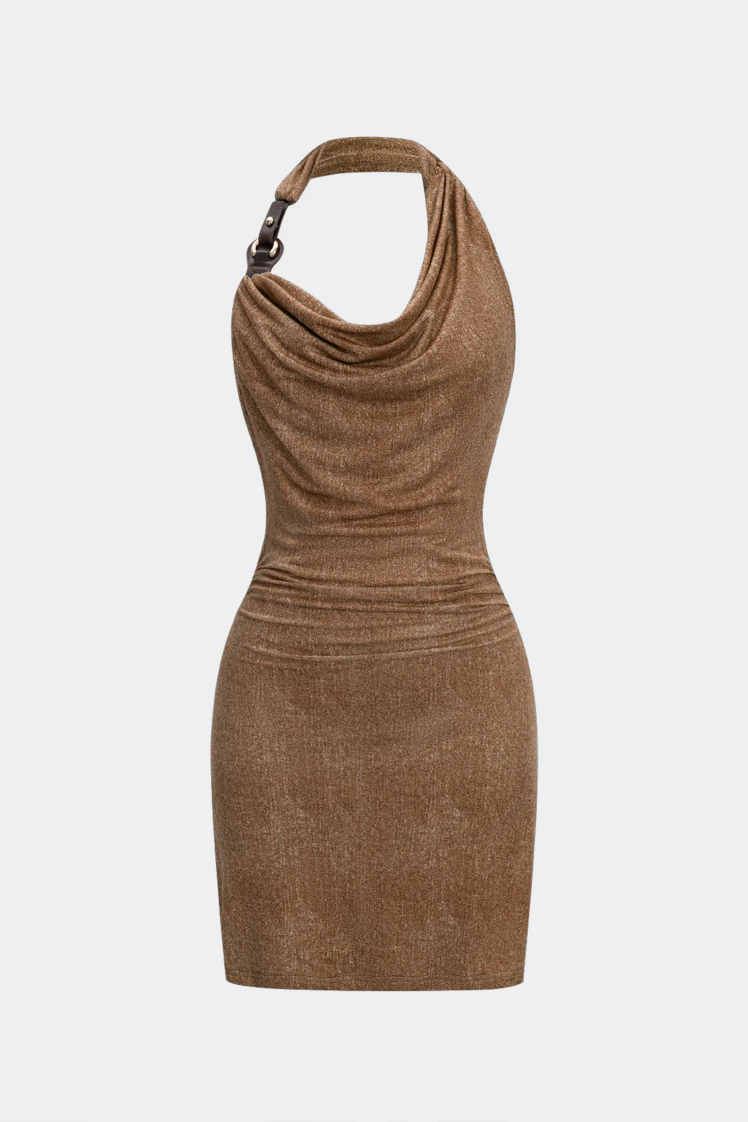 Mesh Halter Neck Asymmetrical Sleeveless Mini Dress - Image 5