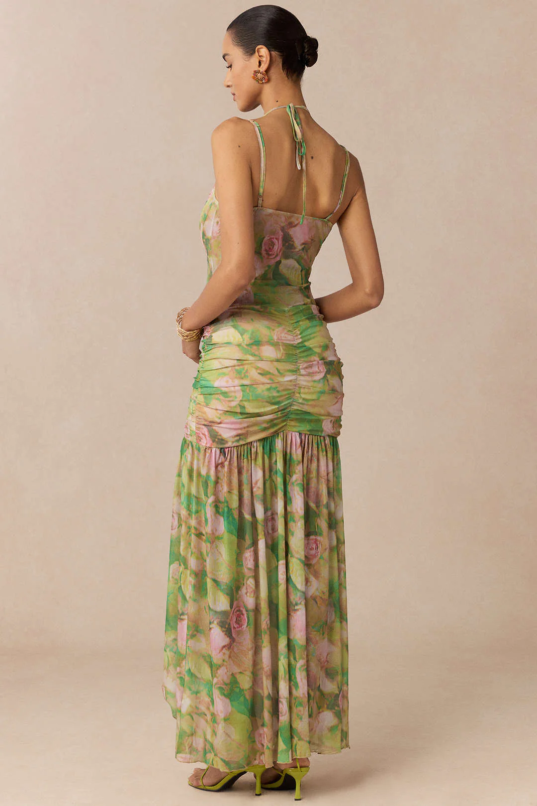 Floral Print Tie-Up Slip Split Sleeveless Midi Dress - Image 10