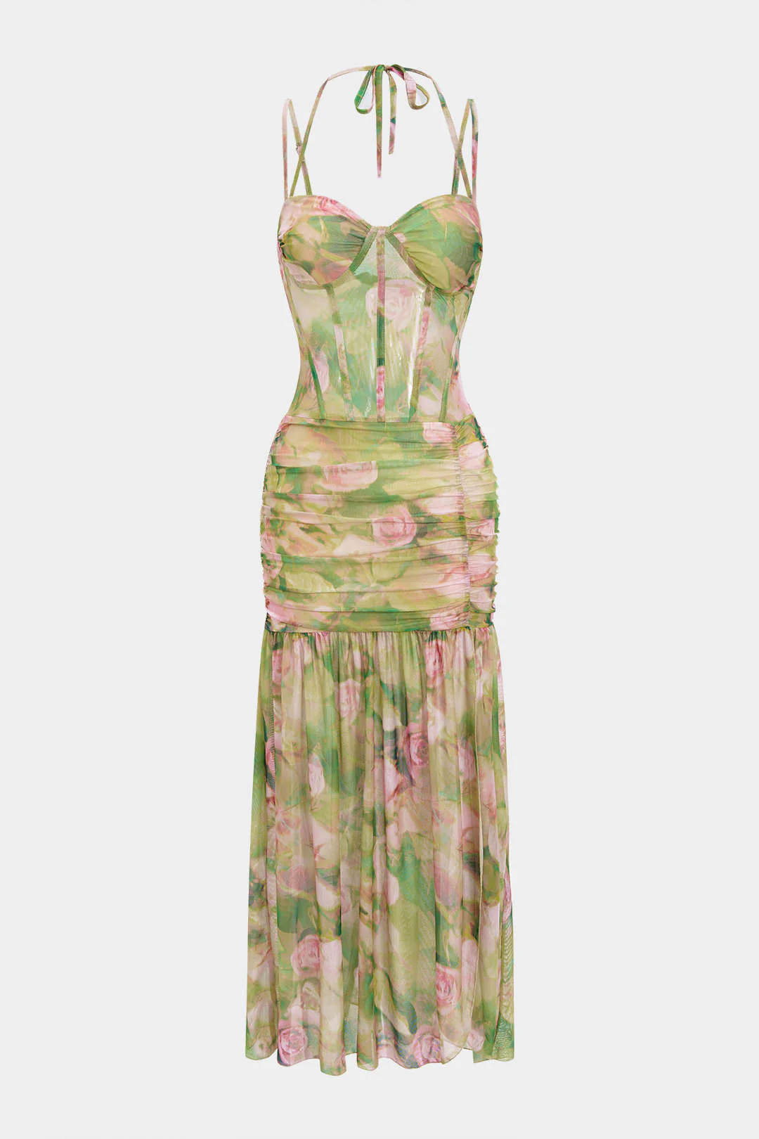 Floral Print Tie-Up Slip Split Sleeveless Midi Dress - Image 2