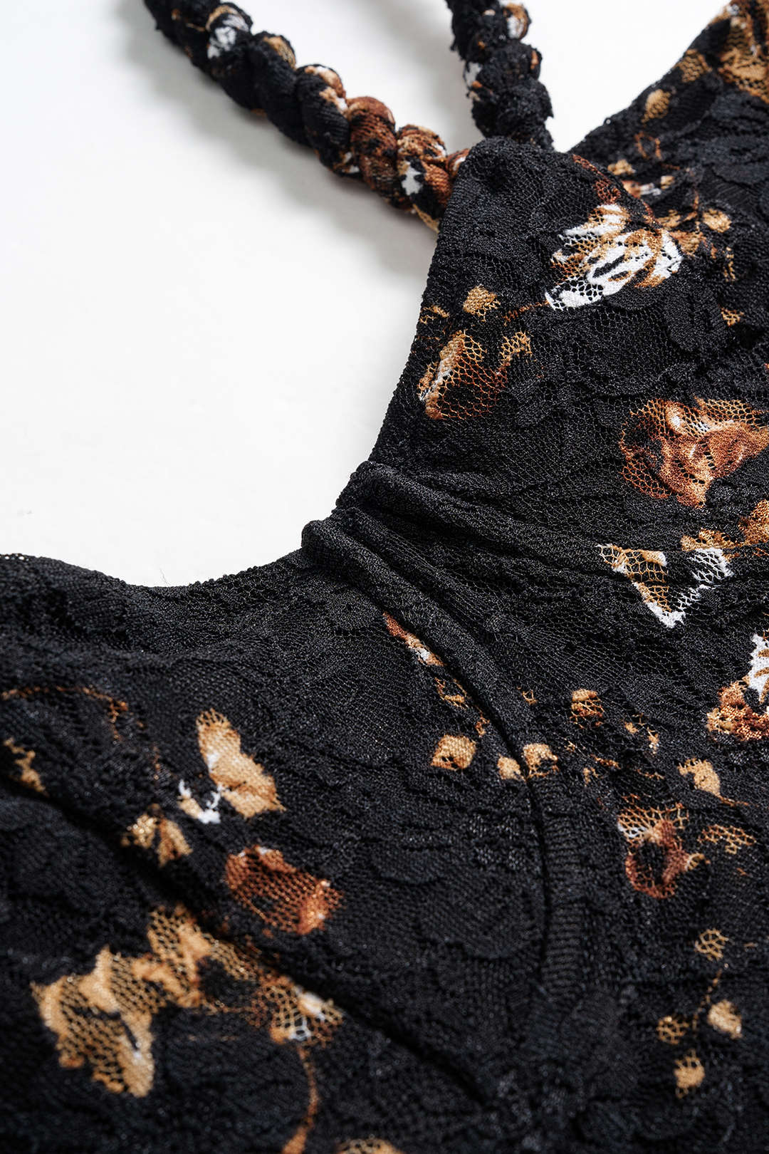 Floral Lace Patchwork Twist Knot Sleeveless Dress And Satin Asymmetrical Tie-Knot Skirt Set - Image 5