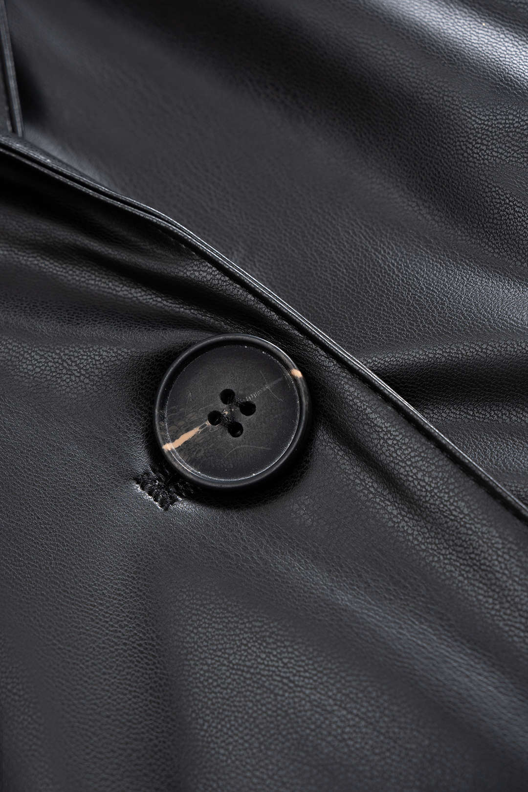 Faux Leather Button Belted Sleeveless Midi Dress - Image 3