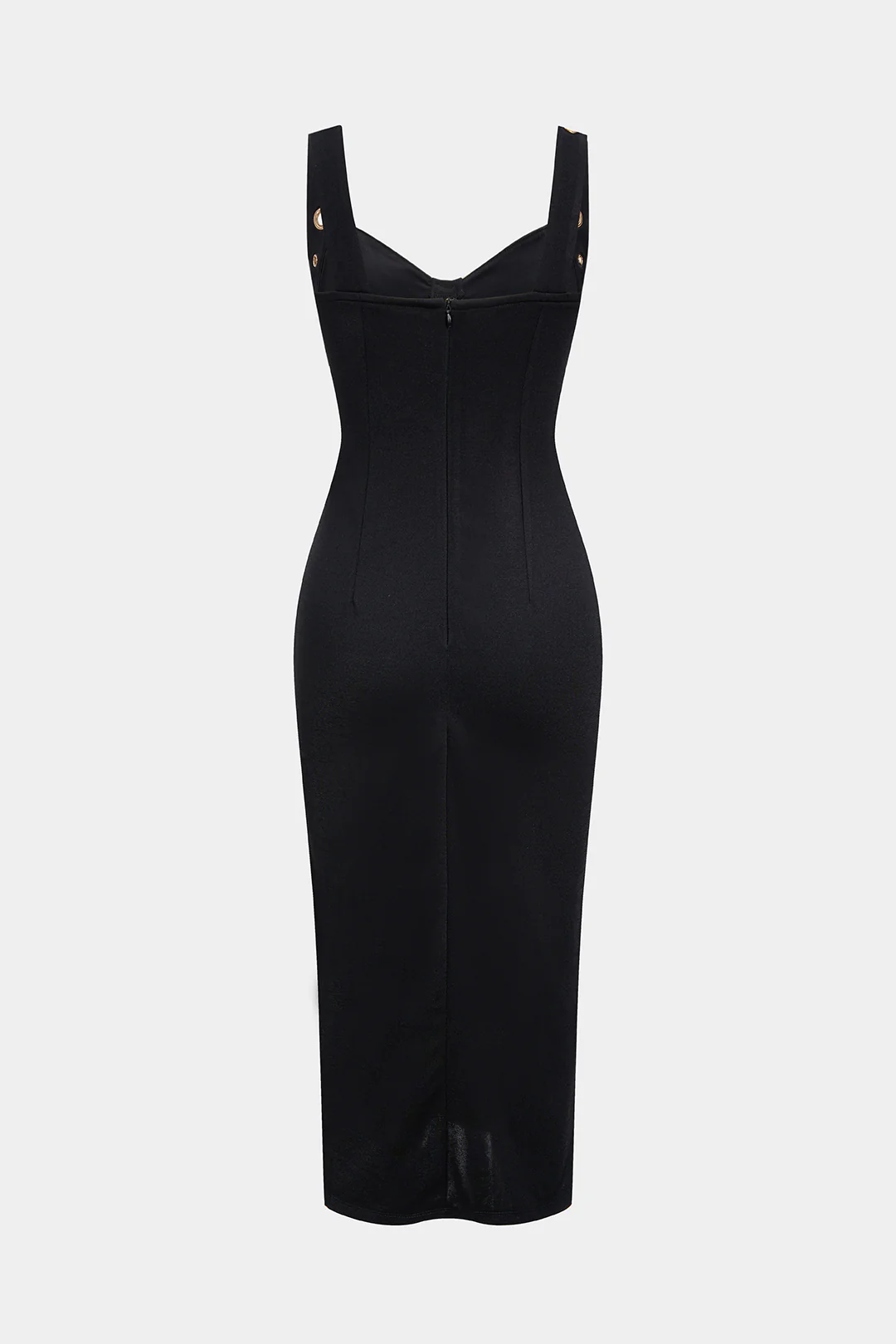 Metallic Eyelet Zipper Sleeveless Midi Dress - Image 2