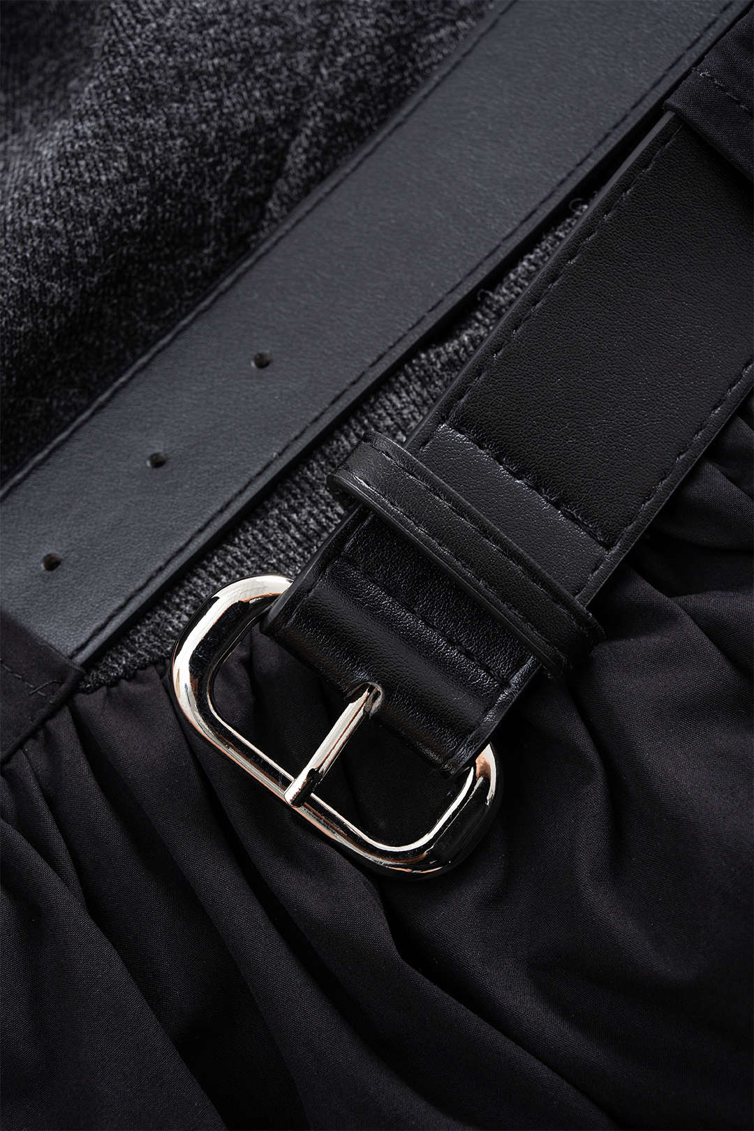Mock Neck Patchwork Belted Short Sleeve Midi Dress - Image 3