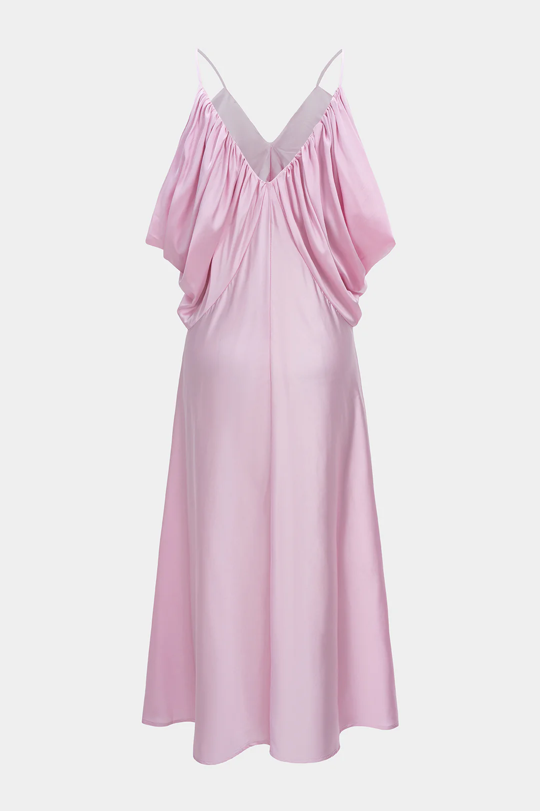 Satin V-Neck Ruched Sleeveless Midi Dress - Image 2