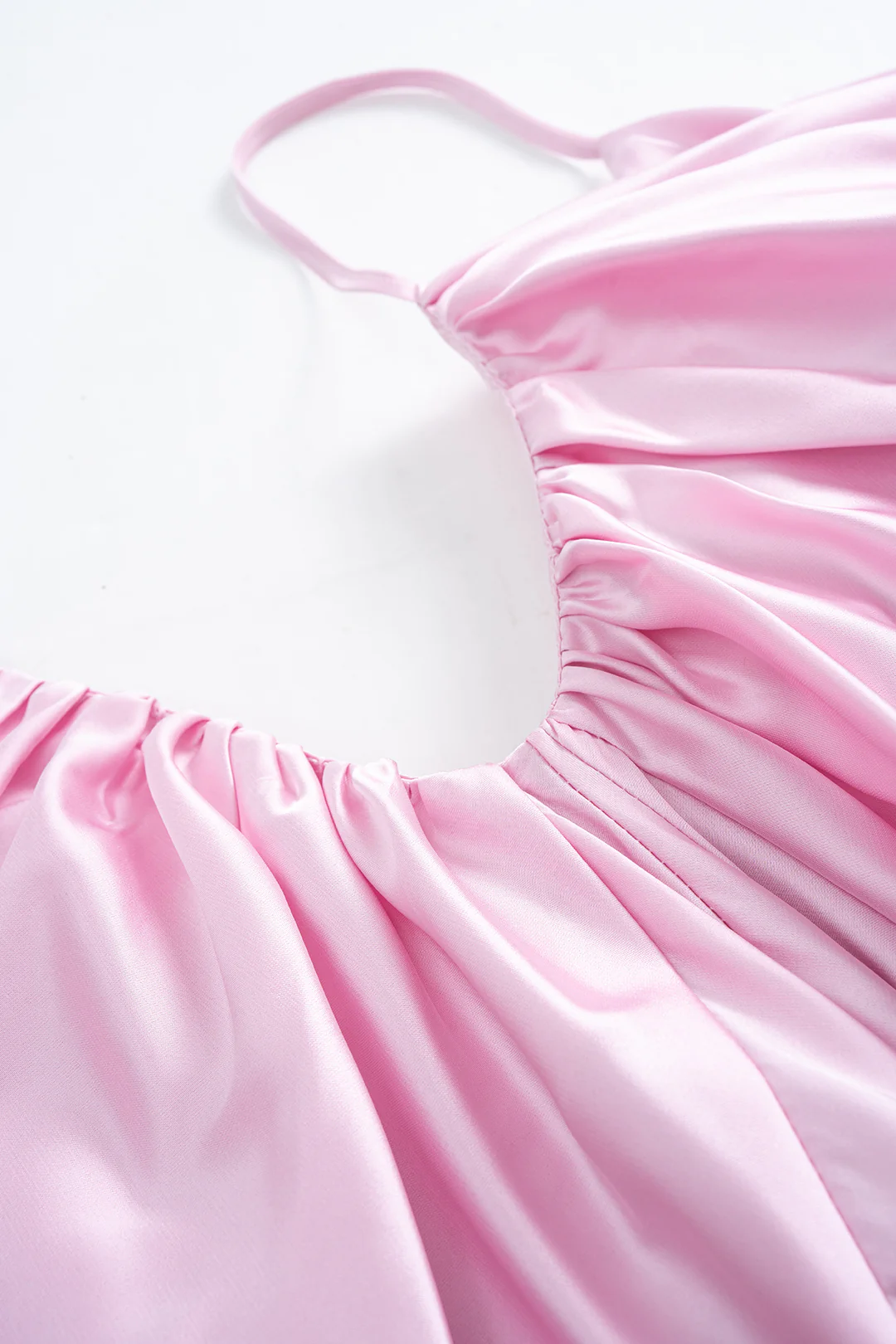 Satin V-Neck Ruched Sleeveless Midi Dress - Image 3